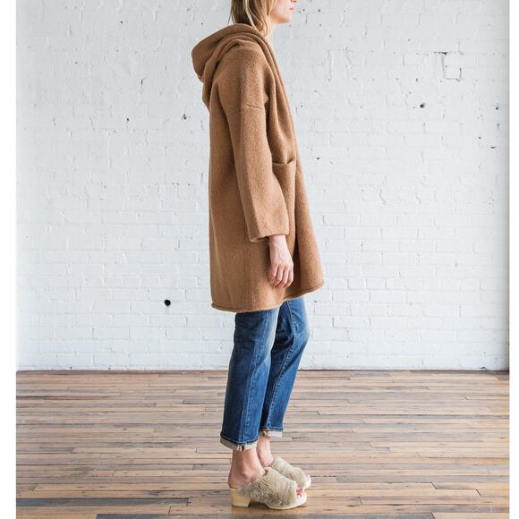 Lauren Manoogian Capote Alpaca Wool Coat Coatigan Hooded Sweater Cardigan Camel - Picture 11 of 16